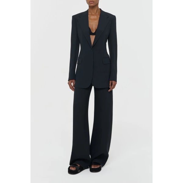 Gabriela Hearst Orren Blazer in Black Silk Wool Cady, view 2