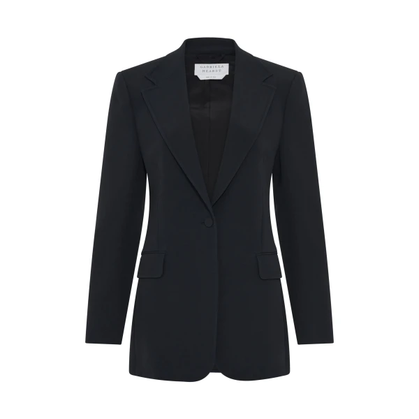 Gabriela Hearst Orren Blazer in Black Silk Wool Cady, view 6