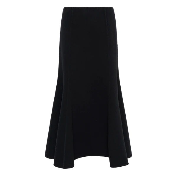 Gabriela Hearst Patterson Midi Skirt in Black Double-face Recycled Cashmere, view 6