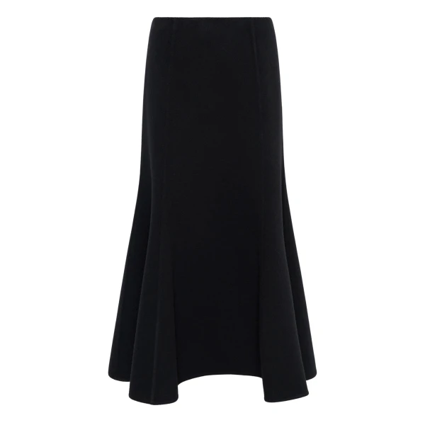 Gabriela Hearst Patterson Midi Skirt in Black Double-face Recycled Cashmere