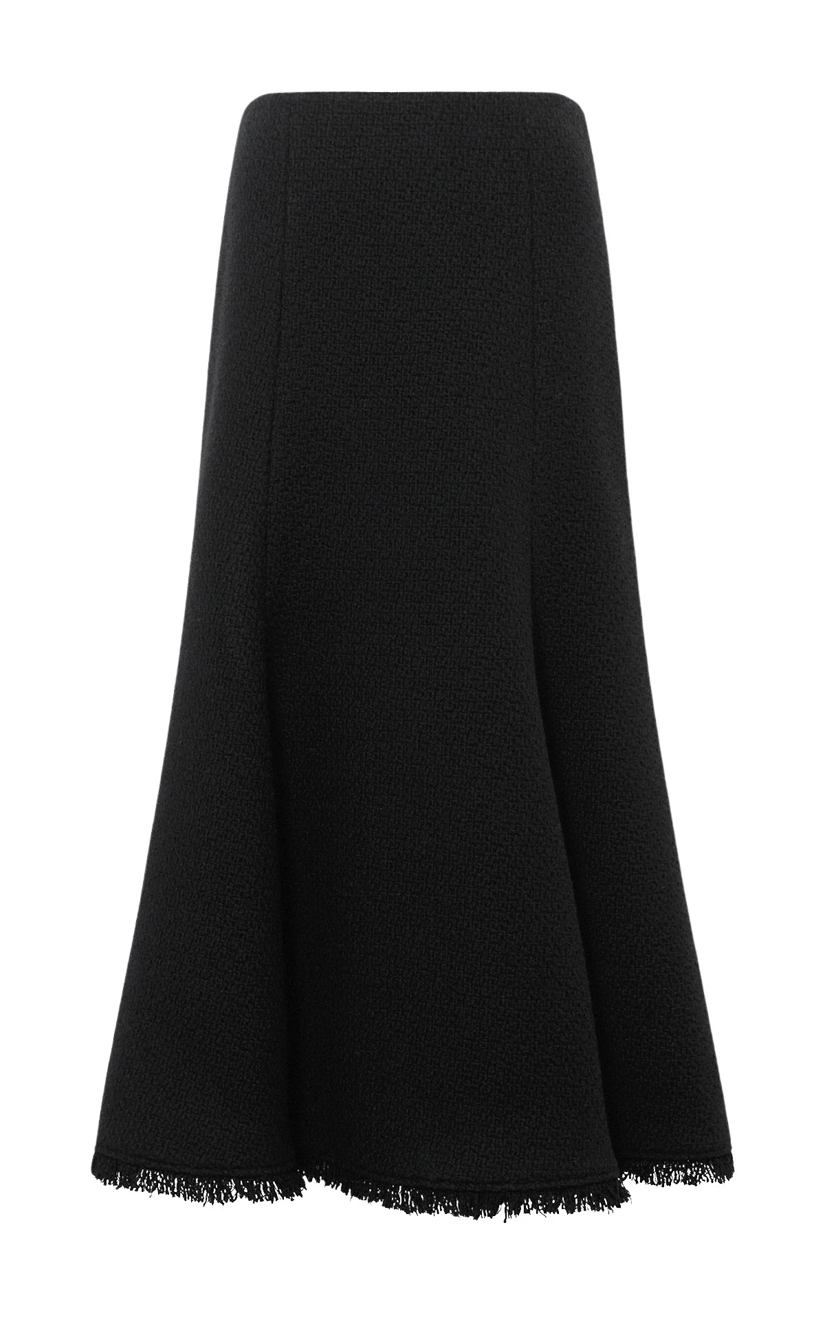 Gabriela Hearst Patterson Midi Skirt in Black Virgin Wool Cashmere