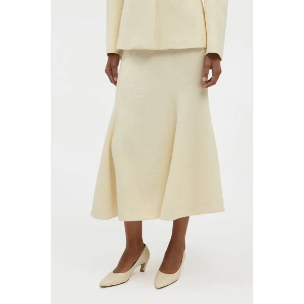 Gabriela Hearst Patterson Skirt in Ivory Virgin Wool Silk Slub, view 5