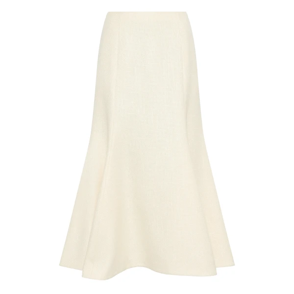 Gabriela Hearst Patterson Skirt in Ivory Virgin Wool Silk Slub, view 6