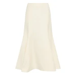 Gabriela Hearst Patterson Skirt in Ivory Virgin Wool Silk Slub