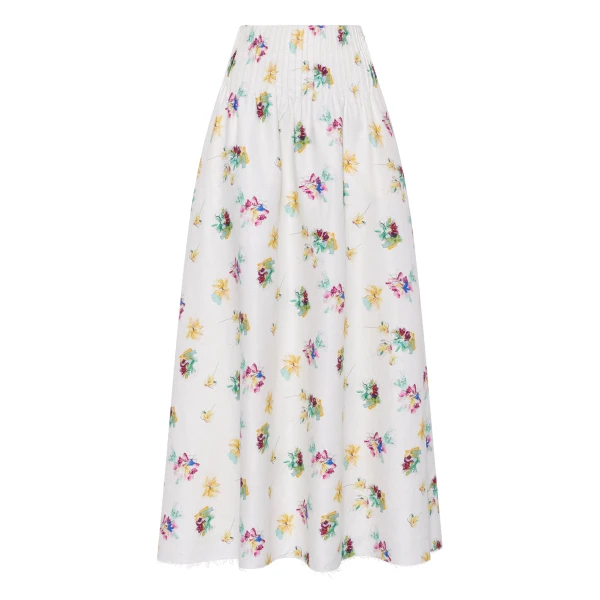 Gabriela Hearst Penelope Mia’s Flowers Maxi Skirt in Ivory Muli Printed Linen Twill, view 6