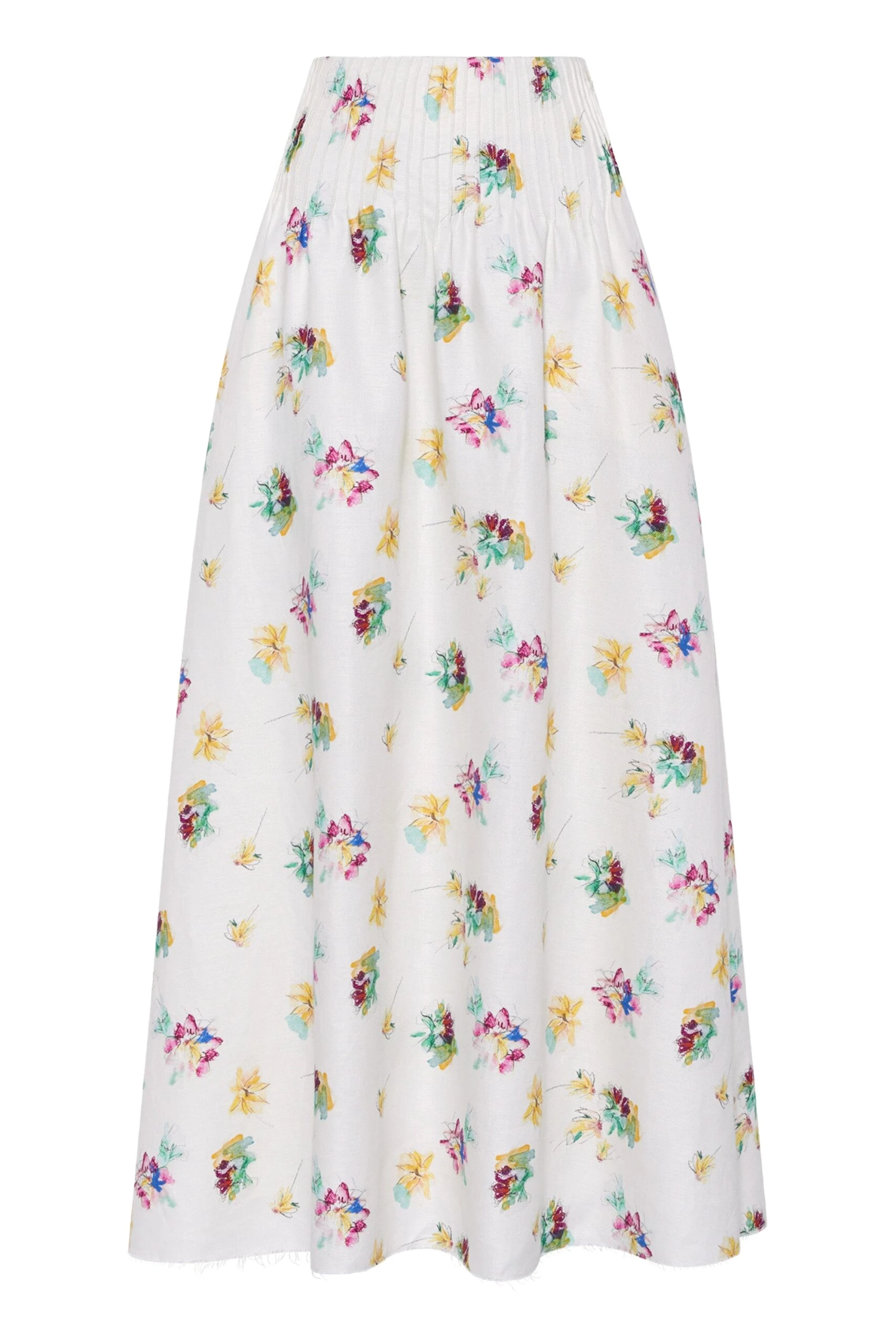 Gabriela Hearst Penelope Mia’s Flowers Maxi Skirt in Ivory Muli Printed Linen Twill
