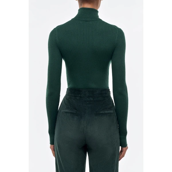 Gabriela Hearst Peppe Knit Turtleneck in English Green Cashmere Silk, view 4