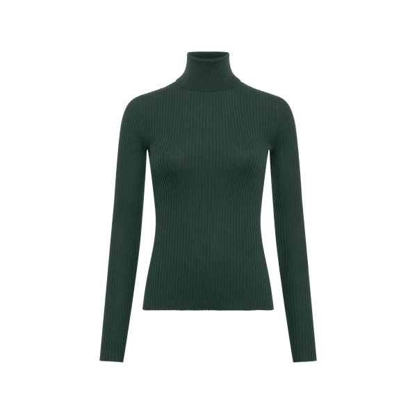 Gabriela Hearst Peppe Knit Turtleneck in English Green Cashmere Silk, view 6