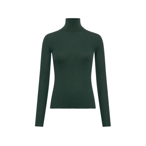 Gabriela Hearst Peppe Knit Turtleneck in English Green Cashmere Silk