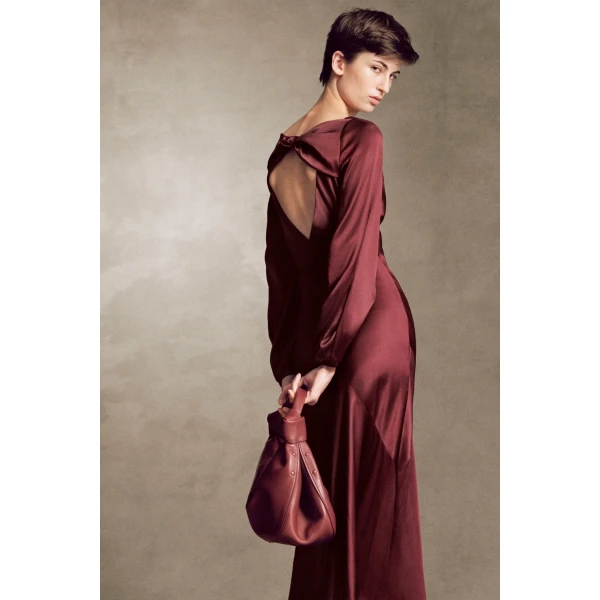 Gabriela Hearst Peyton Maxi Dress In Bordeaux Silk Satin, view 2