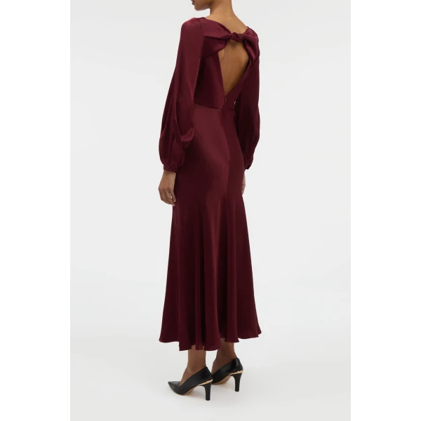 Gabriela Hearst Peyton Maxi Dress In Bordeaux Silk Satin, view 5