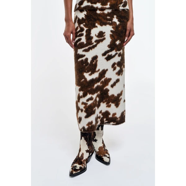 Gabriela Hearst Phaedra Knit Maxi Skirt in Ivory Cognac Multi Cashmere, view 5