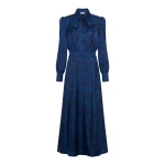 Gabriela Hearst Phelan Maxi Shirtdress in Electric Navy Printed Silk Twill Dress