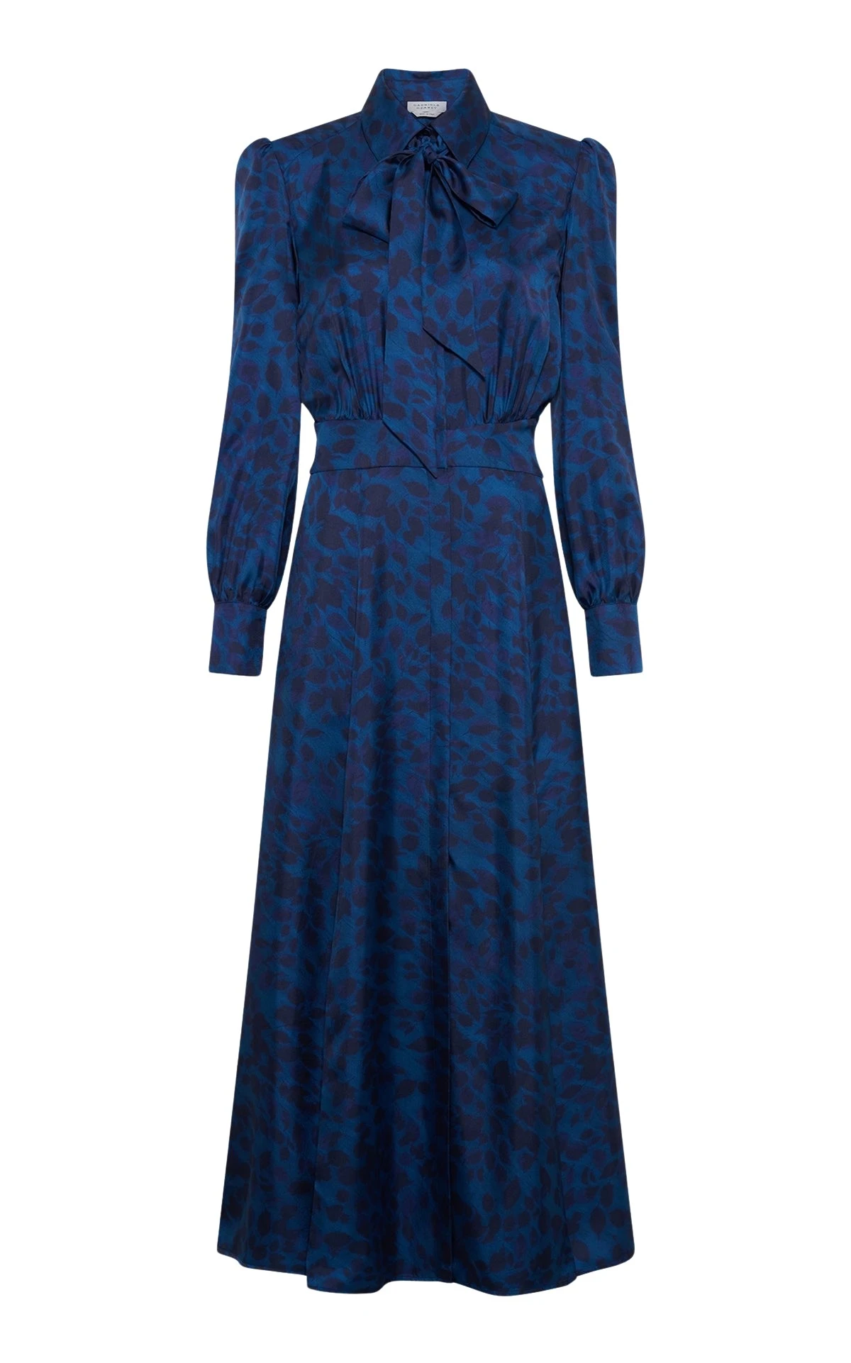 Gabriela Hearst Phelan Maxi Shirtdress in Electric Navy Printed Silk Twill Dress