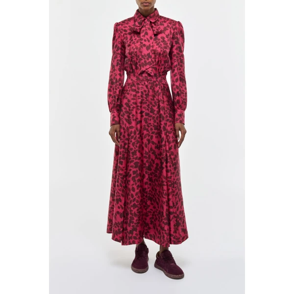 Gabriela Hearst Phelan Maxi Shirtdress in Fuchsia Printed Silk Twill Dress, view 2