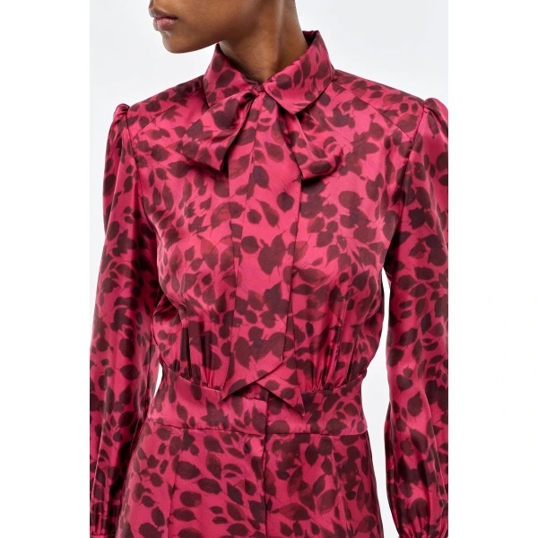 Gabriela Hearst Phelan Maxi Shirtdress in Fuchsia Printed Silk Twill Dress, view 5
