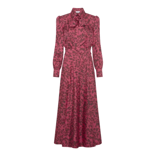 Gabriela Hearst Phelan Maxi Shirtdress in Fuchsia Printed Silk Twill Dress, view 6