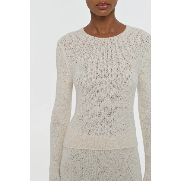 Gabriela Hearst Praedics Knit Sweater in Off White Mulberry Silk, view 5