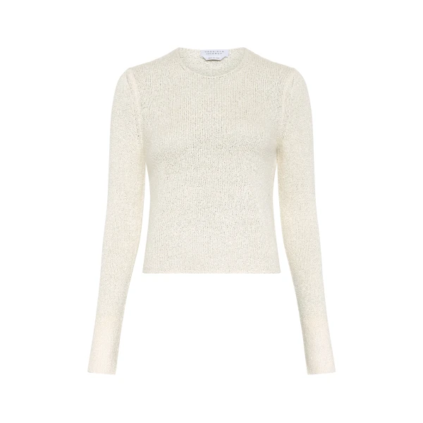 Gabriela Hearst Praedics Knit Sweater in Off White Mulberry Silk, view 6