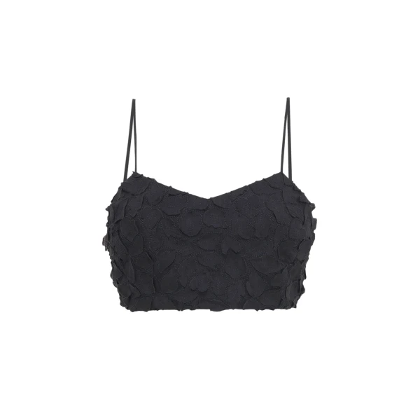 Gabriela Hearst Priya Embroidered Leaves Top in Black Linen, view 6