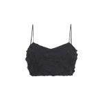 Gabriela Hearst Priya Embroidered Leaves Top in Black Linen