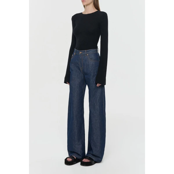 Gabriela Hearst Rafa Knit Top in Black Mulberry Silk, view 3