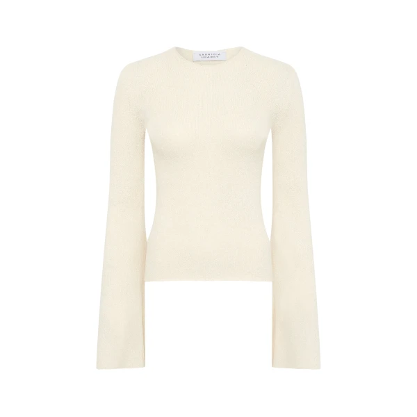 Gabriela Hearst Rafa Knit Top in Off White Mulberry Silk, view 6