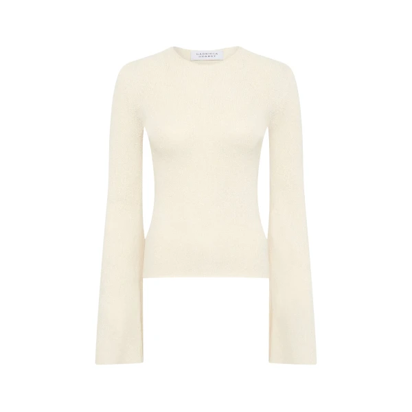 Gabriela Hearst Rafa Knit Top in Off White Mulberry Silk