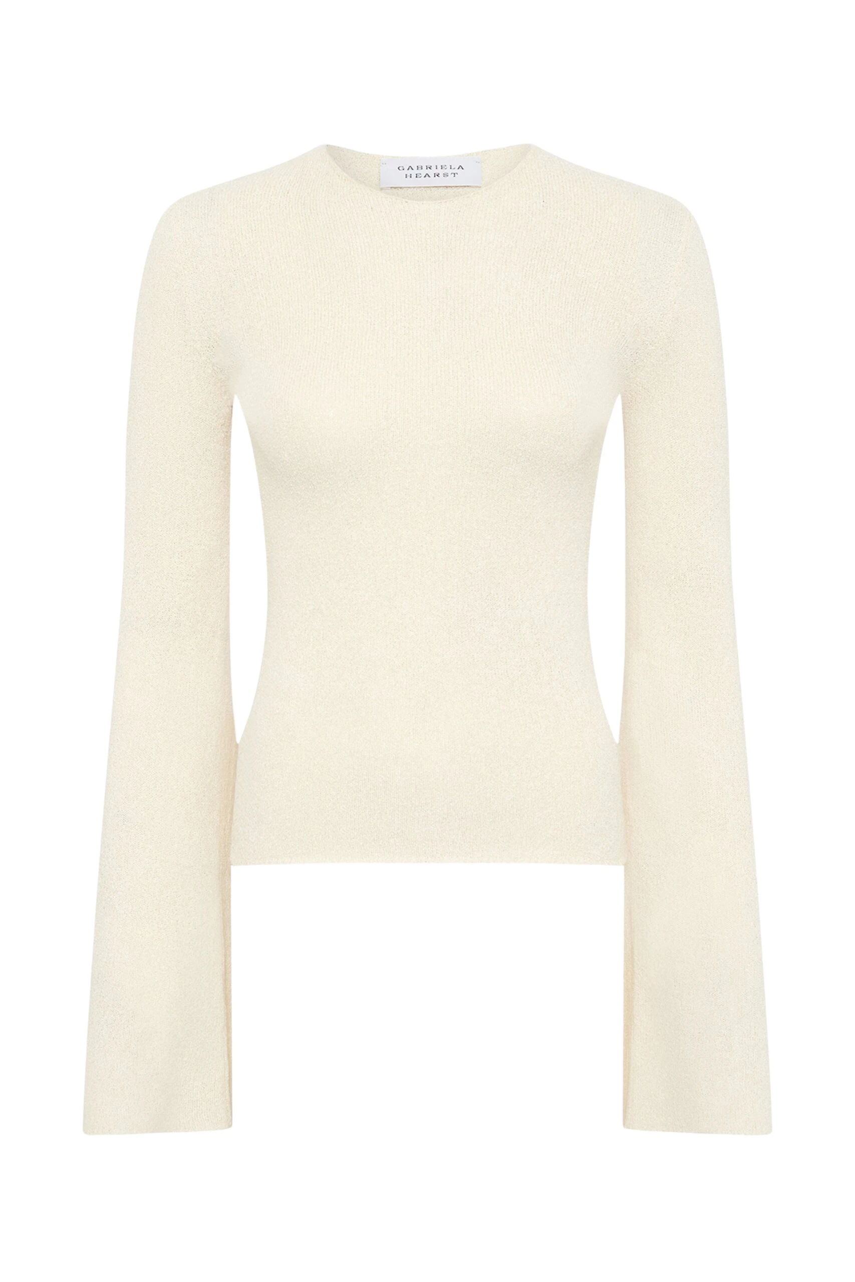 Gabriela Hearst Rafa Knit Top in Off White Mulberry Silk