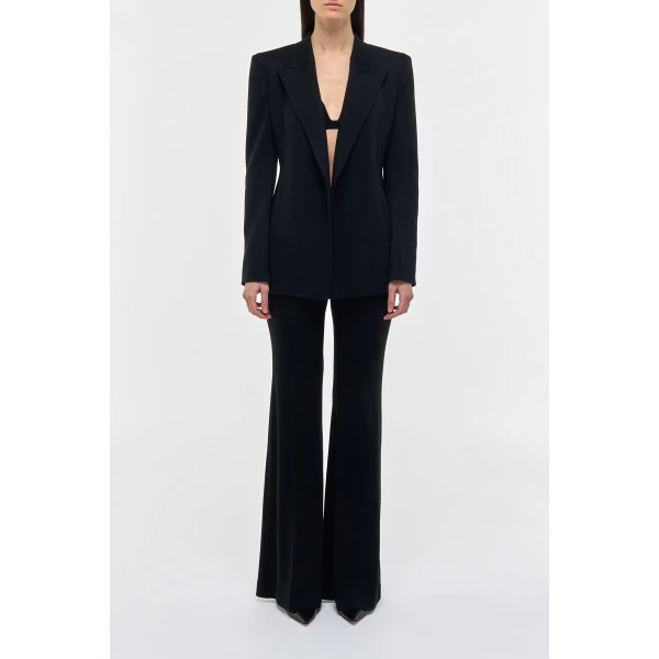 Gabriela Hearst Rhein Flare Pant in Black Cashmere Jersey, view 2