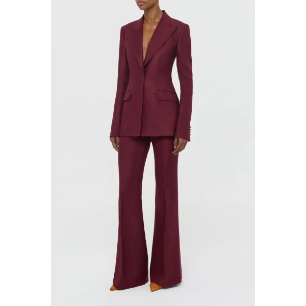 Gabriela Hearst Rhein Flare Pant in Bordeaux Linen Twill, view 3