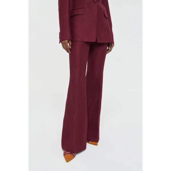 Gabriela Hearst Rhein Flare Pant in Bordeaux Linen Twill, view 5