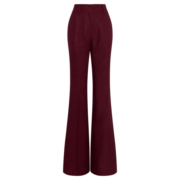 Gabriela Hearst Rhein Flare Pant in Bordeaux Linen Twill, view 6