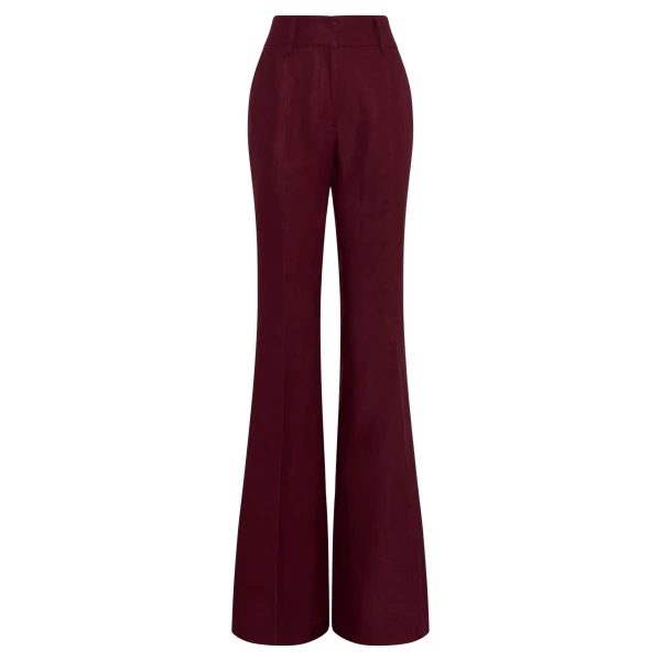 Gabriela Hearst Rhein Flare Pant in Bordeaux Linen Twill