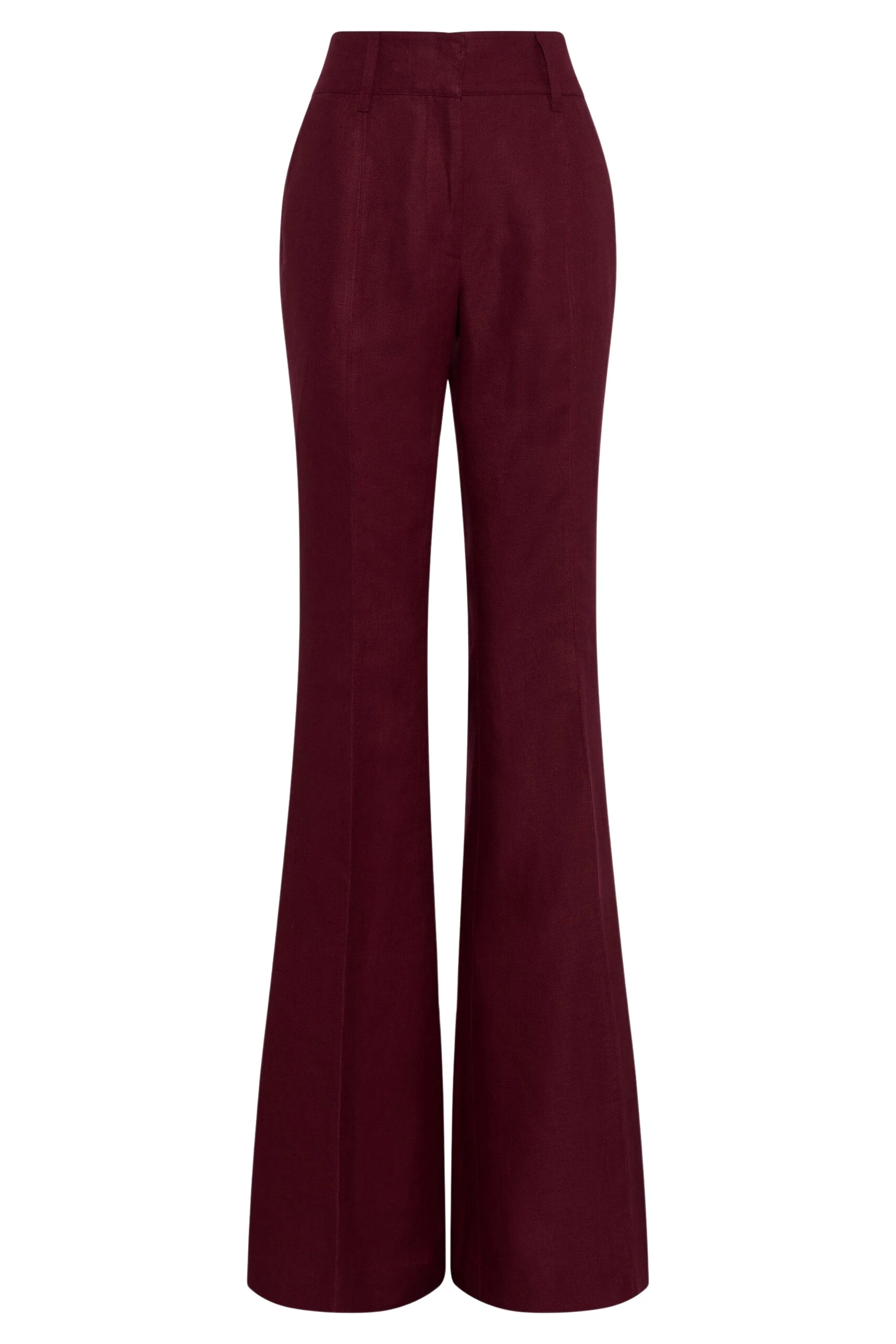Gabriela Hearst Rhein Flare Pant in Bordeaux Linen Twill
