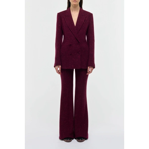 Gabriela Hearst Rhein Flare Pant in Bordeaux Speckled Cashmere, view 2