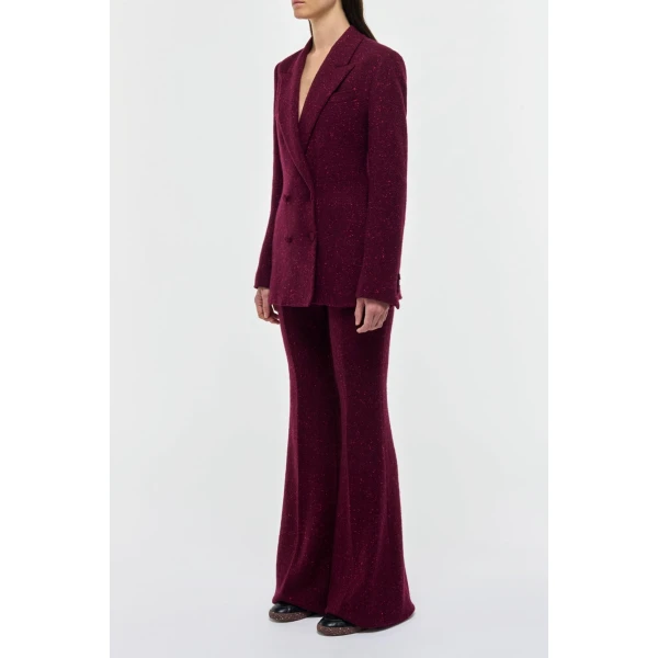 Gabriela Hearst Rhein Flare Pant in Bordeaux Speckled Cashmere, view 3