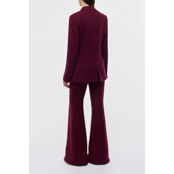 Gabriela Hearst Rhein Flare Pant in Bordeaux Speckled Cashmere, view 4