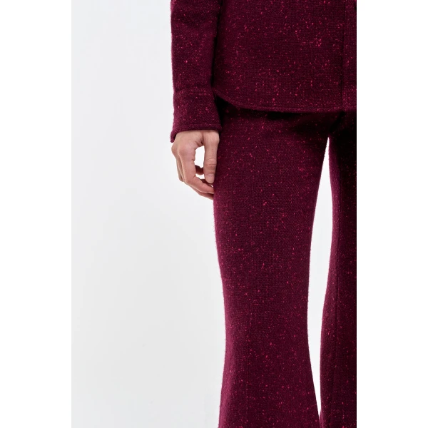 Gabriela Hearst Rhein Flare Pant in Bordeaux Speckled Cashmere, view 5