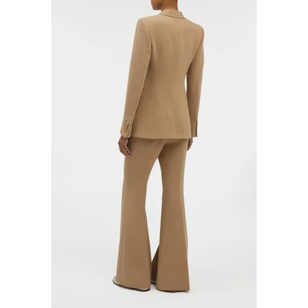 Gabriela Hearst Rhein Flare Pant in Camel Virgin Wool Crepe, view 4