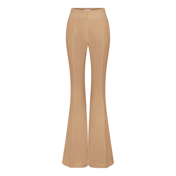 Gabriela Hearst Rhein Flare Pant in Camel Virgin Wool Crepe, view 6