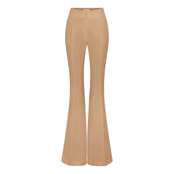 Gabriela Hearst Rhein Flare Pant in Camel Virgin Wool Crepe