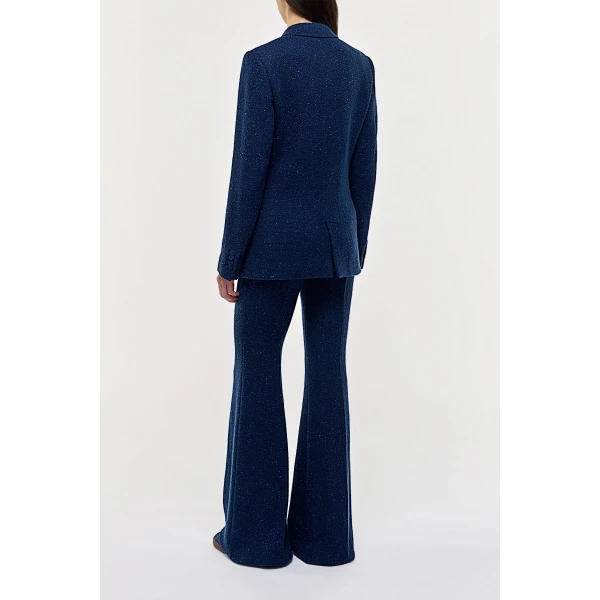 Gabriela Hearst Rhein Flare Pant in Electric Navy Speckled Cashmere, view 4