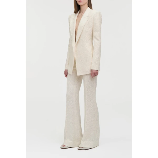 Gabriela Hearst Rhein Flare Pant in Ivory Silk Boucle, view 3