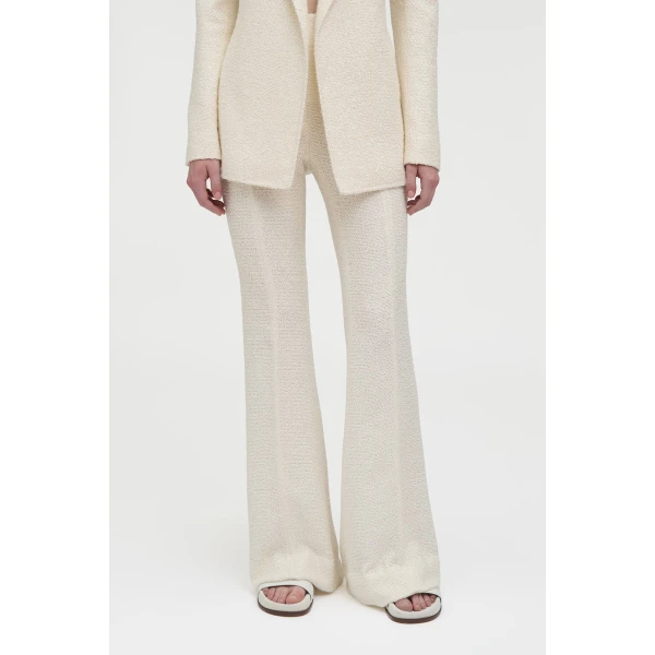 Gabriela Hearst Rhein Flare Pant in Ivory Silk Boucle, view 5