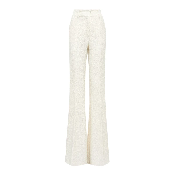 Gabriela Hearst Rhein Flare Pant in Ivory Silk Boucle, view 6