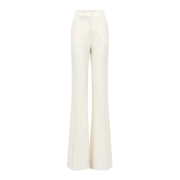 Gabriela Hearst Rhein Flare Pant in Ivory Silk Boucle