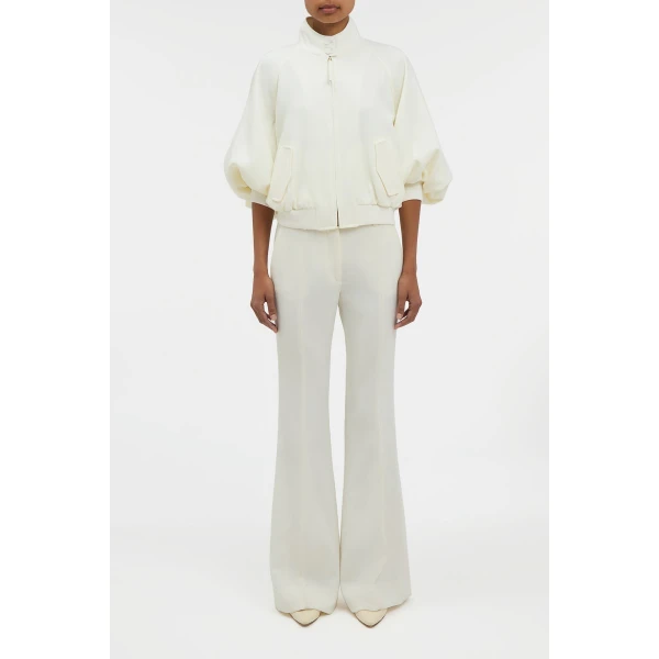 Gabriela Hearst Rhein Flare Pant in Ivory Virgin Wool Crepe, view 2