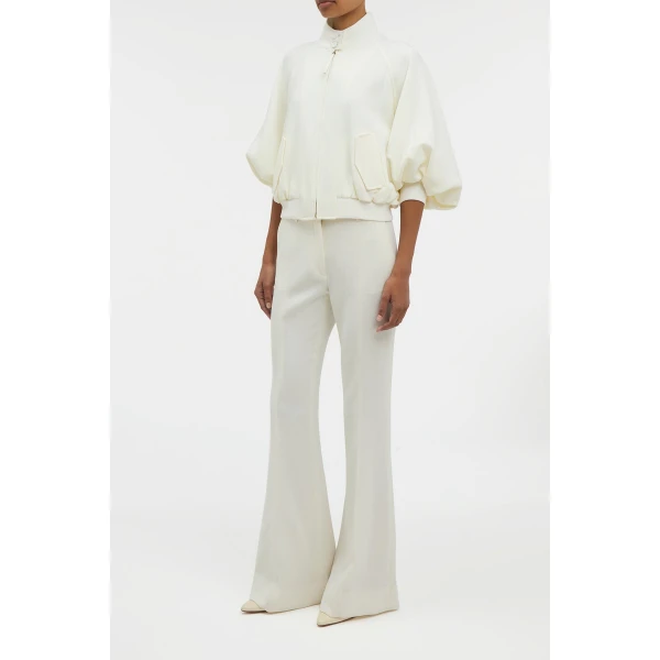 Gabriela Hearst Rhein Flare Pant in Ivory Virgin Wool Crepe, view 3