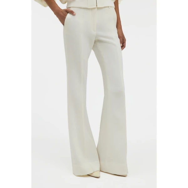 Gabriela Hearst Rhein Flare Pant in Ivory Virgin Wool Crepe, view 5